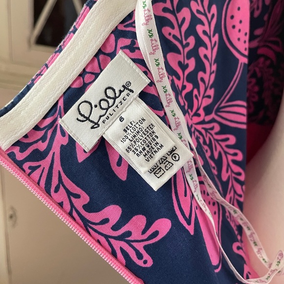 Lilly Pulitzer Bowen Pineapple Print Blue and Pink Sleeveless Sundress - Picture 3 of 3
